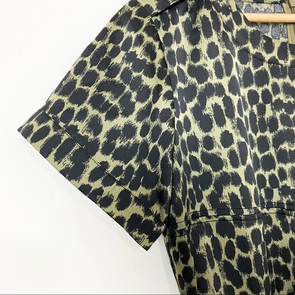 Banana Republic Green Black Animal Print Dress M Medium - Picture 7 of 13